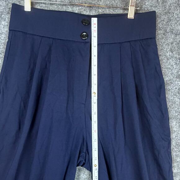 OGL Move Pants Womens Large Navy Blue High Rise Straight Leg Pleated Comfort - Picture 6 of 9